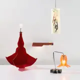Jorge Pardo, Four "Subscription" lamps, produced 2003-2008, Acrylic, chromium-plated bass, pebbles, painted MDF, balsa wood