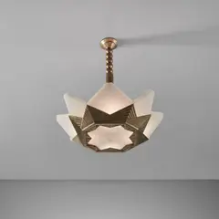 Ceiling light by Albert Cheuret, circa 1925, Bronze, alabaster, sold Jul 2023