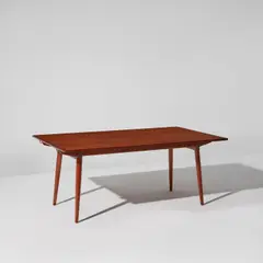 Extendable dining table, model no. JH570 by Hans J. Wegner, designed 1951, manufactured 1950s, Teak, brass, steel, sold Jul 2023