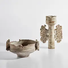 Two "Winged" vessels by Colin Pearson, circa 1990, Glazed stoneware, sold Jul 2023