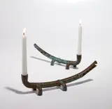 Jonathan Bonner, Pair of "Alligator" candle holders, 1986, Patinated copper