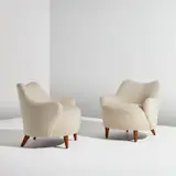 Vladimir Kagan, Pair of "Barrel" chairs