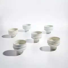 James Makins, Six footed bowls, circa 1979, Glazed porcelain