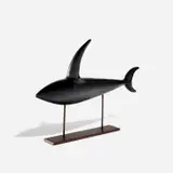 Georges Jouve, Shark sculpture, circa 1957, Glazed stoneware, painted steel