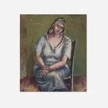Arnold Blanch, Untitled (Portrait of a Seated Woman), c. 1925, oil on unstretched canvas