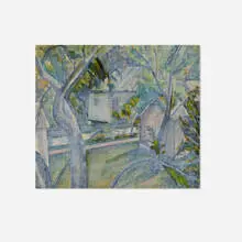 Arnold Blanch, Untitled (Landscape with Houses), oil on unstretched canvas
