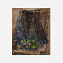 Untitled (Still Life with Chair and Apples) by Arnold Blanch, oil on unstretched canvas, sold Aug 2026