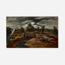 Arnold Blanch, Landscape with Stream, oil on canvas