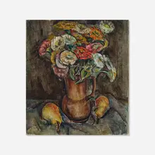 Arnold Blanch, Untitled (Still Life with Flowers and Pears), oil on canvas