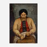 Arnold Blanch, Untitled (Woman Sewing), oil on canvas