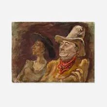 Arnold Blanch, Untitled (Western Couple), oil on Masonite
