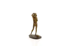Ferdinand Frick, Untitled, a bronze and cold painted bronze of a girl and a cat