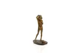 Ferdinand Frick, Untitled, a bronze and cold painted bronze of a girl and a cat