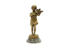 Suzanne Bizard, Untitled, a gilt bronze figure of a girl holding flowers