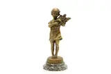Suzanne Bizard, Untitled, a gilt bronze figure of a girl holding flowers