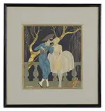 Georges Barbier, Untitled, pochoir print with gilt application