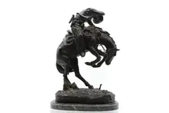 Frederic Remington, Untitled, on a green marble base