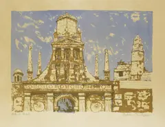 Julian Trevelyan, Untitled, CAIUS COLLEGE Lithograph with etching and aquatint in colours