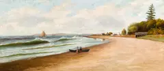 Albert Horatio Slade, Beach at Ventura, California, oil on canvas