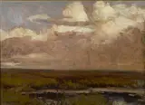 Giuseppe Cadenasso, Storm over a marsh, oil on canvas