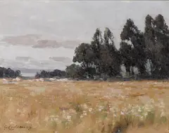 Meadow with trees beyond by Giuseppe Cadenasso, oil on canvas, offered Nov 2011