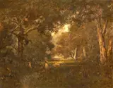William Keith, Forest clearing with a figure