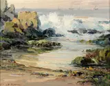 Albert Thomas Derome, Late afternoon, Wild Rose beach, 1947; Santa Clara Valley from Hillcrest, 1942 (a pair)