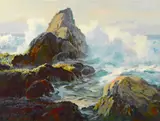 Albert Thomas Derome, Rocky shore, Dutton's Point, Carmel, low tide