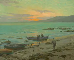 Granville Redmond, The fishermen, oil on canvas