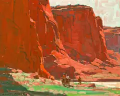 Edgar Alwin Payne, Riders passing through, Canyon de Chelly, Arizona, oil on canvas
