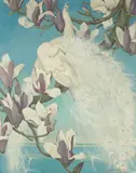 Jessie Arms Botke, White peacocks and magnolia blossoms