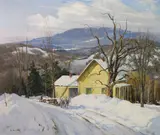 Frank Gervasi, Hauling wood in the snow, oil on canvas