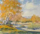 Arthur Hill Gilbert, Along the river bank, oil on canvas