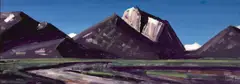 Conrad Buff, Purple mountains, oil on masonite