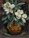 Donna N. Schuster, Magnolias in a vase, oil on canvas