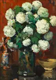 Jules Eugene Pages, Still life with pink an yellow roses in a vase; Still life with white flowers in a vase (a pair)