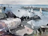 George James, Corona Del Mar, watercolor on paper