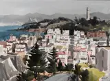 Jade Fon, View of Coit Tower and the Bay Bridge, San Francisco