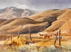 George Gibson, Vanishing pastures, 1972, watercolor on paper