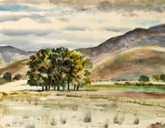 Peter Hurd, Sun breaking through the clouds, 1960; A stand of trees by the hills (a pair), first signed and dated 'Peter Hurd / 1960' (lower right); second signed 'Peter Hurd' (lower left)