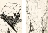 Maynard Dixon, Study of a boulder, 1927; Study of a canyon, 1927 (a pair)