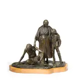 Robert Scriver, Indian squaw and boy holding a book with a seated Indian brave