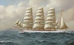 William Edgar, 'John Ena' sailing on open waters, oil on canvas