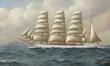 William Edgar, 'John Ena' sailing on open waters, oil on canvas