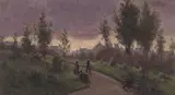Jules Francois Pages, City view, oil on canvas affixed to board