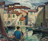 Myron Angelo Oliver, Fisherman's cove, Martigues, France, oil on canvas