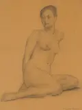 Lawton S. Parker, Seated woman in a dress; Seated nude; Back of a seated nude; View of an aqueduct; Profile of a young woman; Woman in a hat; Portrait of a bearded man (group of 7)