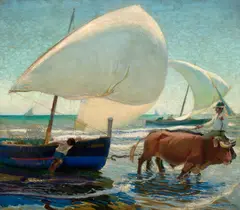 Arthur Grover Rider, Boats at Valencia, oil on canvas
