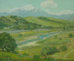 William Wendt, San Juan Creek near the mission, oil on canvas