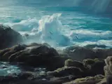 Emil Kosa Jr., Waves crashing on a rocky coast